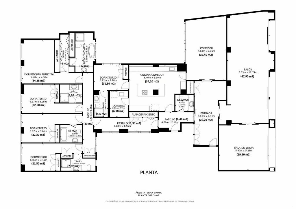 Plano Pº Moret (Vivienda Izquierda con medidas)