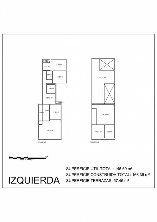 plano arquitecto Vivienda izquierda planta 1ª 1